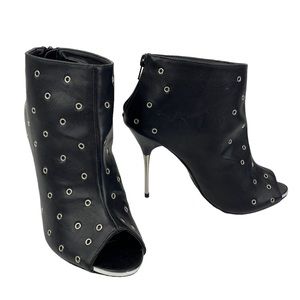 FRH Fierce Black Silver Studded Peeptoe Booties